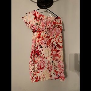 One sleeve off shoulder large mini dress